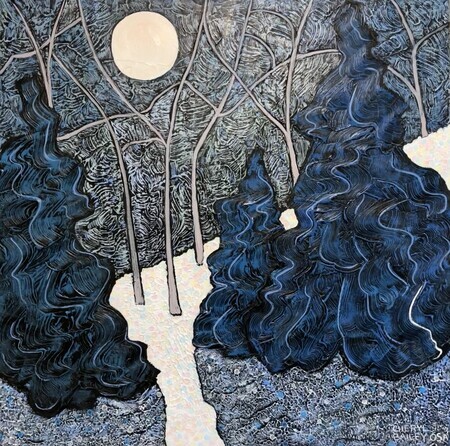 Dancing Naked In The Moonlight  30"x30" Acrylic on canvas  SOLD