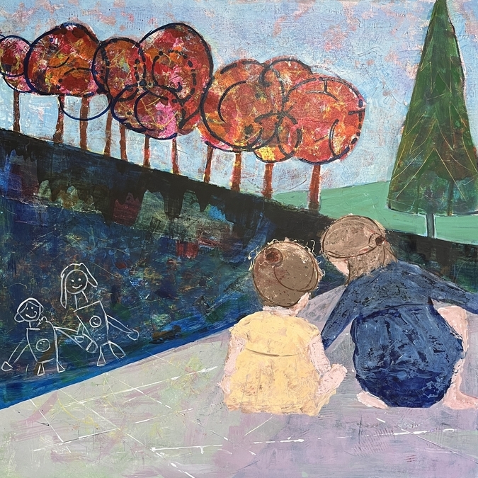 Let Me Show You 30”x30” acrylic on cradled wood panel (from the Side Project Collection)