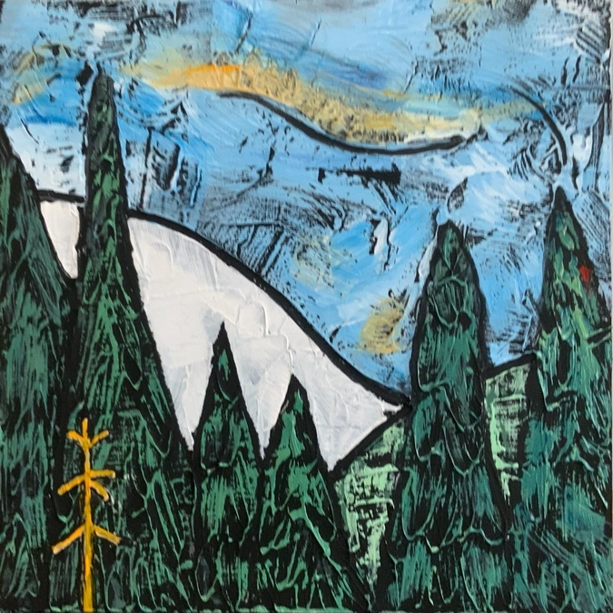 Little Mountain 8”x8” acrylic on cradled panel