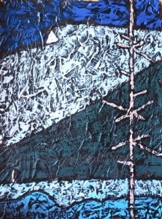 Nihahi Ridge at the Elbow River 5"x7" acrylic on paper SOLD